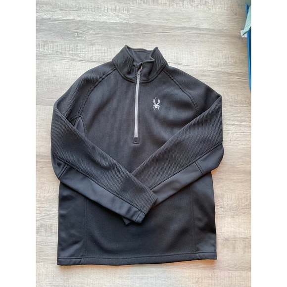 Spyder Mens Black 1/4 Zip Pullover Jacket Performance Fleece Size L - Picture 5 of 7